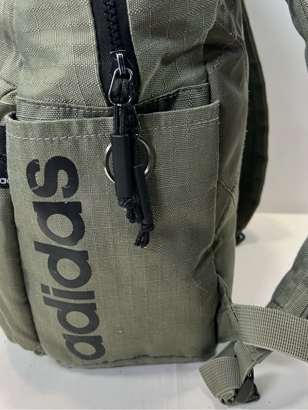 Distressed Adidas Mini Backpack Olive Green Broken in- AS IS